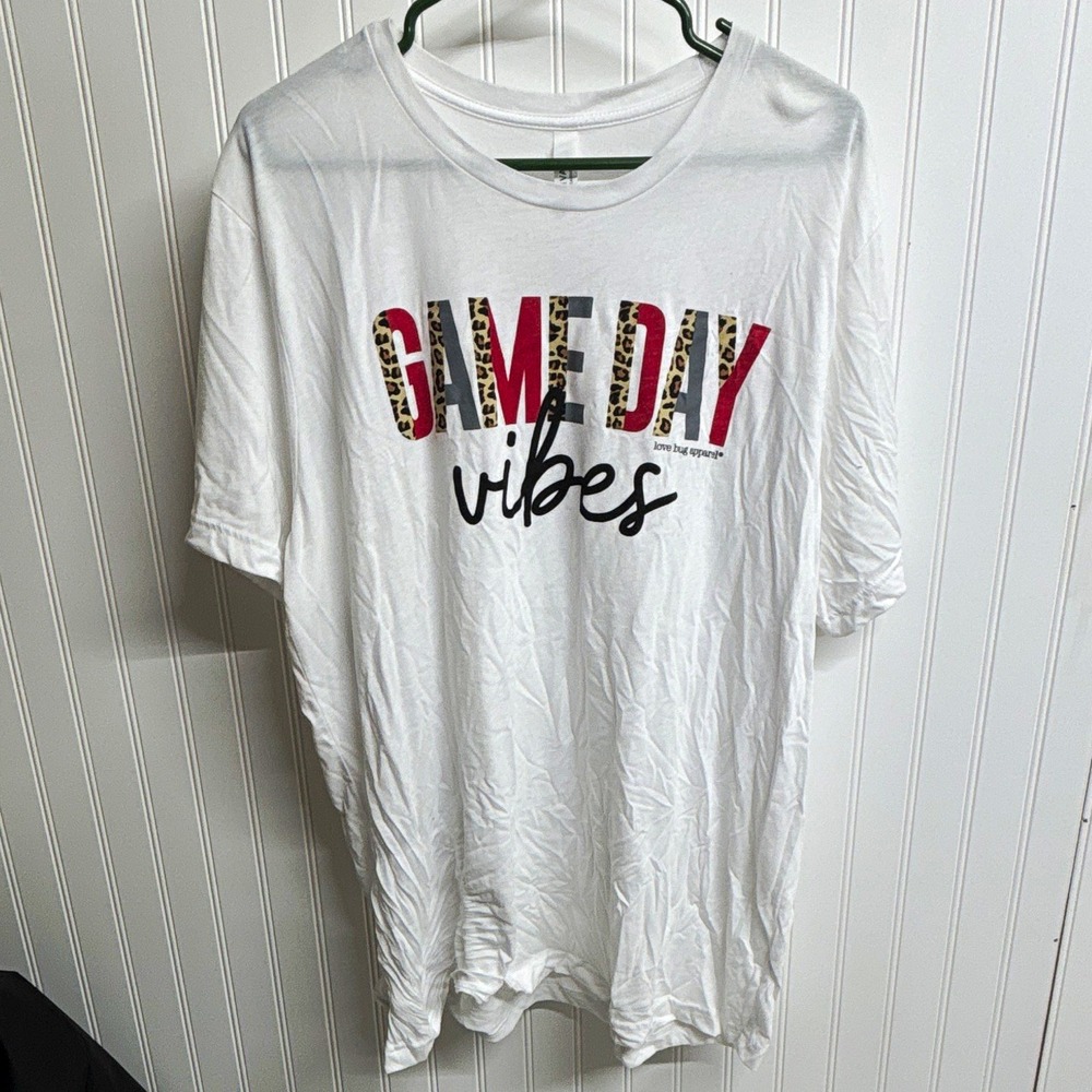 BELLA+CANVAS Womens White Gameday Vibes Graphic Print Crew Neck T-Shirt 2XL